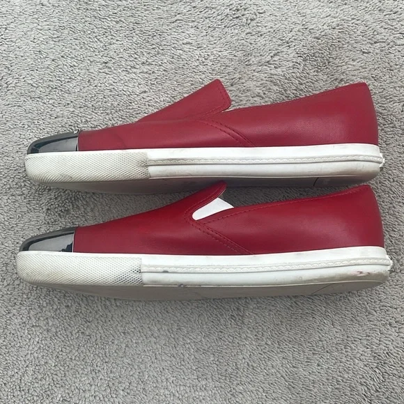 Miu Miu Pointed Metal Cap Toe Skate Red Leather Sneakers Size 10 (40) - Picture 3 of 9